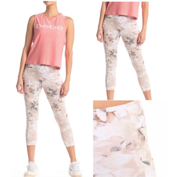 Bebe floral wide waistband cropped leggings szM - Picture 2 of 13